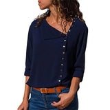 Tops And Blouses 2020 Fashion Long Sleeve Skew Collar Chiffon Blouse Casual Tops Plus Size Elegent Work Wear