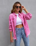 Fongt New Long-Haired Burrowed Denim Jacket Women Autumn Winter Long Sleeve Casual Collar Top