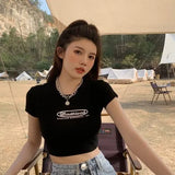 Fongt Letter Print Short T-Shirt Women's Summer 2024 New Slim Slim Short-Sleeved