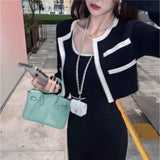Fongt Bing Color Knitted Jersey Coat Women's Small Fragrant Summer New Sling Vest Short Top Two
