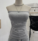 Fongt Diamond Splicing Lace-Back Strapped Braided Braided Braided Brae Folded Bra Sleeveless Top 1196