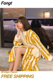 Fleece Nightgown Women Winter Flannel Plus Velvet Warmth Princess Long Sweet Bathrobe Spring Autumn