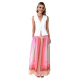 Fongt New Seaside Holiday Dress Print Strap Big Skirt National Style Skirt