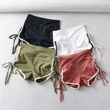 New Summer Style High-Waisted Shorts With Banged Edges And Tight Hips And Rope Straps For Sports Casual Pants-Outfit