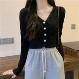 Version Of The Small Man V-Necked Jab Sweater Spring New Autumn Short Knitted Cardigan Slimming