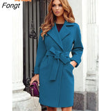 Autumn and Winter Fashion Slim Belt Lapel Woolen Coat Coat Winter Coat for Women Coats and Jackets Women Trench