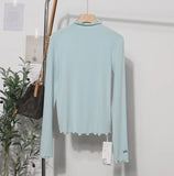 Half High-Necked Bottomed Shirt Women's Autumn And Winter New Bow Embroidery Inside The Top Of The Jacket T-Shirt