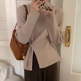 Fongt Women's Autumn And Winter Half-High Collar Long-Sleeved Sweater 2025 High-Collar Thick Wool Knitted Bottom Coat