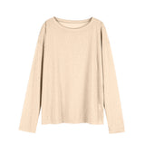 Fongt New Long-Sleeved Snowflake T-Shirt Women's Summer Thin Carmeat Round-Neck Loose Temperament Shirt