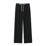 Fongt Waist Wide Leg Double-Layered Leisure Trousers 2025 Spring And Summer New Women's Rope High Waist Folding Broad Leg Trousers