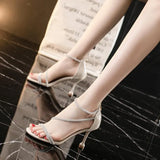 Fongt Small Sandals Women 2025 New Summer Heel With Skirt Water Drill With Temperament High Heels Fairy Wind