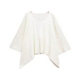 Fongt Asymmetrical V-Necked Collar Sweater High-Waisted Trousers Casual Knitting Set 2025 Spring Girl