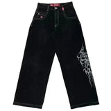 Loose Jeans Men's Vintage Print Hip Hop Gothic Street Wear Harajuku Men's Slacks-Outfit