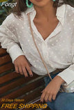 Women's Long Sleeve Shirts Crop Tops Fashion Polka Dot Blouses Elegant White OL Shirt Ladies Blouse Shirts Summer Street