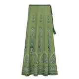 Fongt Vintage Crumbat Splicing Half-Body Skirt Holiday High-Waisted Thin A-Shaped Skirt New Mid-Long Skirt