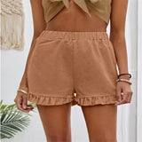 Fongt New Women's Shorts Burst Casual High-Waisted Cotton Straight Trousers