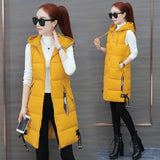 2024 New Down Cotton Vest Female Long Hooded Korean Version Student Winter Vest Coat Bf Clip-Outfit