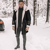 Fongt New Fur Integrated Men's Coat Black Five-Burst Thick Coat With Thick Coat Velvet