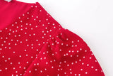 Fongt Women's V-Neck Red-Red Floral Short-Sleeved Dress 23075
