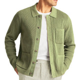 Fongt Men's Spring And Autumn High Density Knitted Shirt T-Shirt T-Shirt Collar Long Sleeve Sweater Jacket