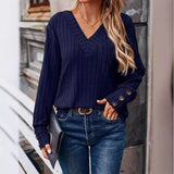 Fongt Women's Clothing 2025 Autumn And Winter New Ribs Pit Strip V-Neck Button Long-Sleeved Coat Woman