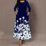 Fongt Fashion Long-Sleeved Print Loose Round Collar Simple Temperament Dress In Autumn 2025