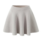 Beige Knit Pearl Buttons Knitted Cardigan Crop Top And Mini Skirt Set-Outfit