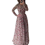 Fongt Sexy Slimming Long Sleeves Long-Sleeved Three-Dimensional Flower Dress In The Summer Of