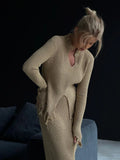 Fongt Sense Lead Open Fork Su Sweater Set Women Two Sets Slimming Personality Fashion