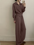 Fongt And Winter New Lazy Windy Open Shirt Sweater Set Women's Comfortable Top + Pants Knitted Two Sets