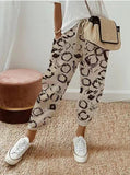 Fongt Women Cotton Tample Waist Nine Trousers Casual Women's Pants