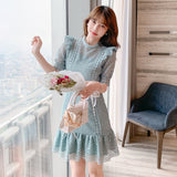2022 New Fashion Summer Lace Dress Female Hollow Out High-End Temperament Sweet Elegant Ruffle Dresses