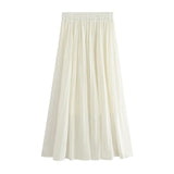 Pleated High Waist Skirt Female 2020 Summer Solid Chiffon Long Skirts For Women Korean Casual Midi Pleated Skirt