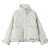Fongt Autumn And Winter Women's Clothing Collar Quilt Cotton Jacket Jacket Paste Bag Trim Fashion Loose Casual Cotton Clothes