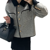 New Small Fragrant Style Short Style Coat Small Square Collar Fashion Temperament Single-Breasted Imitation Double-Sided Knitted Cardigan Girl-Outfit