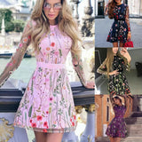 Fongt Lace Sexy Mesh Embroidery Dress Bohemia Women's Floral