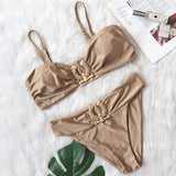 Fongt 2023 Sexy Bikini Leopard Print High Waist Swimsuit Metal Accessories Women's