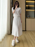 Fongt Luxury Small Fragrant Style Knitted Dress Dress Women's New Hollow Half-Dress Two Sets