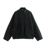 2024 New Vertical Collar Loose Version Multicolor Women's Woolen Casual Coat 5070629-Outfit