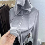 Fongt Age Reduction Double-Sided Hoodie Long Sleeve T-Shirt Buttons, Thick And Warm Hoodie-Outfit