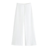 Fongt New Women's Pin Texture Sleeveless Vest Shirt Casual Trousers Two-Set