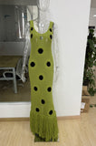 Fongt Knitted Skirt With Hips In The Summer Of 2025 New Personality Black Dot Knitted Tweed Long Skirt