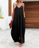Fongt Wide Leg Trousers Women 2025 Summer New Solid-Colored Bag Casual Jumpsuits