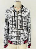 QUALITY Newest 2023 Fashion F/W Designer Jacket Women's Monogram Printed Velvet Hooded Bomber