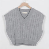 New 2022 Korean Fashion Elegant Waistcoat Knitted Retro Women Autumn Winter Sweater Short Pink Vests Tops