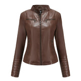 Faux Leather Jacket Autumn Winter Long Sleeve Plus Size Fashion Ladies Solid Zipper Biker Coat Female Casual