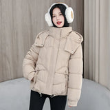 2024 New Down Cotton Clothing Women's Short Small Foreign Air Thick Warm Hat Winter Bread Coat Tide-Outfit