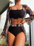 Fongt New Swimsuit Female Bikini Sexy Split Swimsuit Blouse Sunscreen Beach Three-Piece