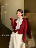 Fongt Xixi 2025 Winter White Standard Korean Version Of Elegant Solid Color With Wool Knitted Shirt Small Sweater Girl 25374