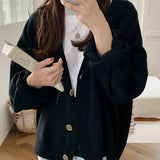 New 2022 Winter Spring Women's Sweaters V-Neck Buttons Cardigans Oversized Fashionable Korean Lady Knitwears